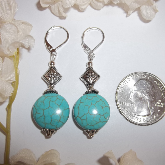 Turquoise Blue Statement Earrings Beaded Drop Fashion Accessory Jewelry Set 3967 - Picture 2 of 6